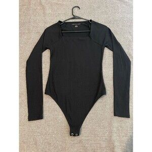 Ameircan Eagle Womens Bodysuit M Black Long Sleeve Square neck‎